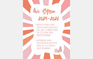 Ouverture des gymnases lundi 1er septembre - saison 2025/2026